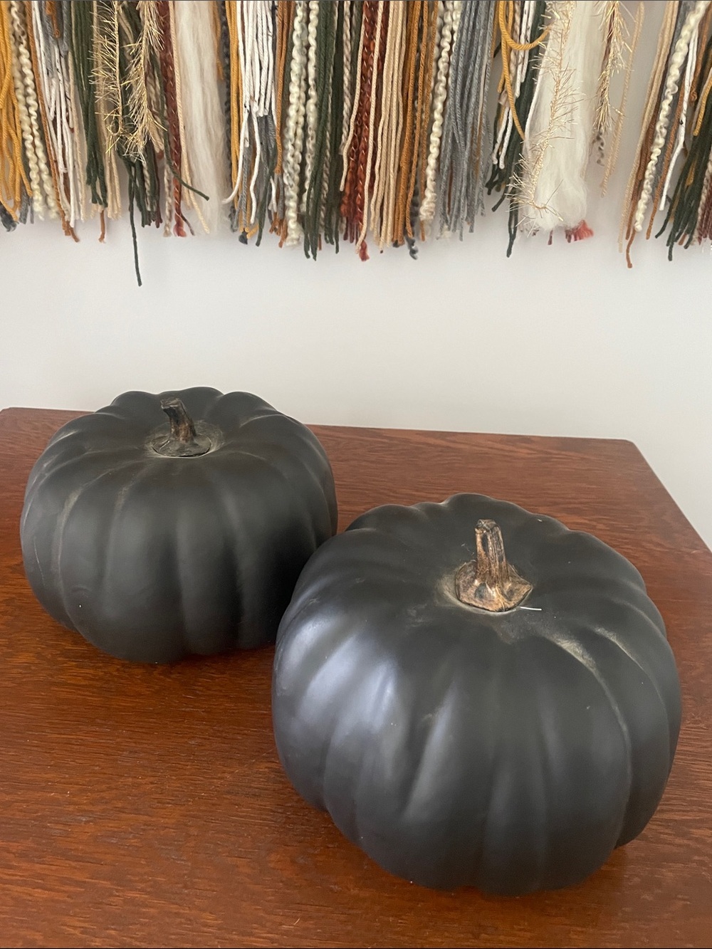 Matte Black Decorative Pumpkins - Set of 2
